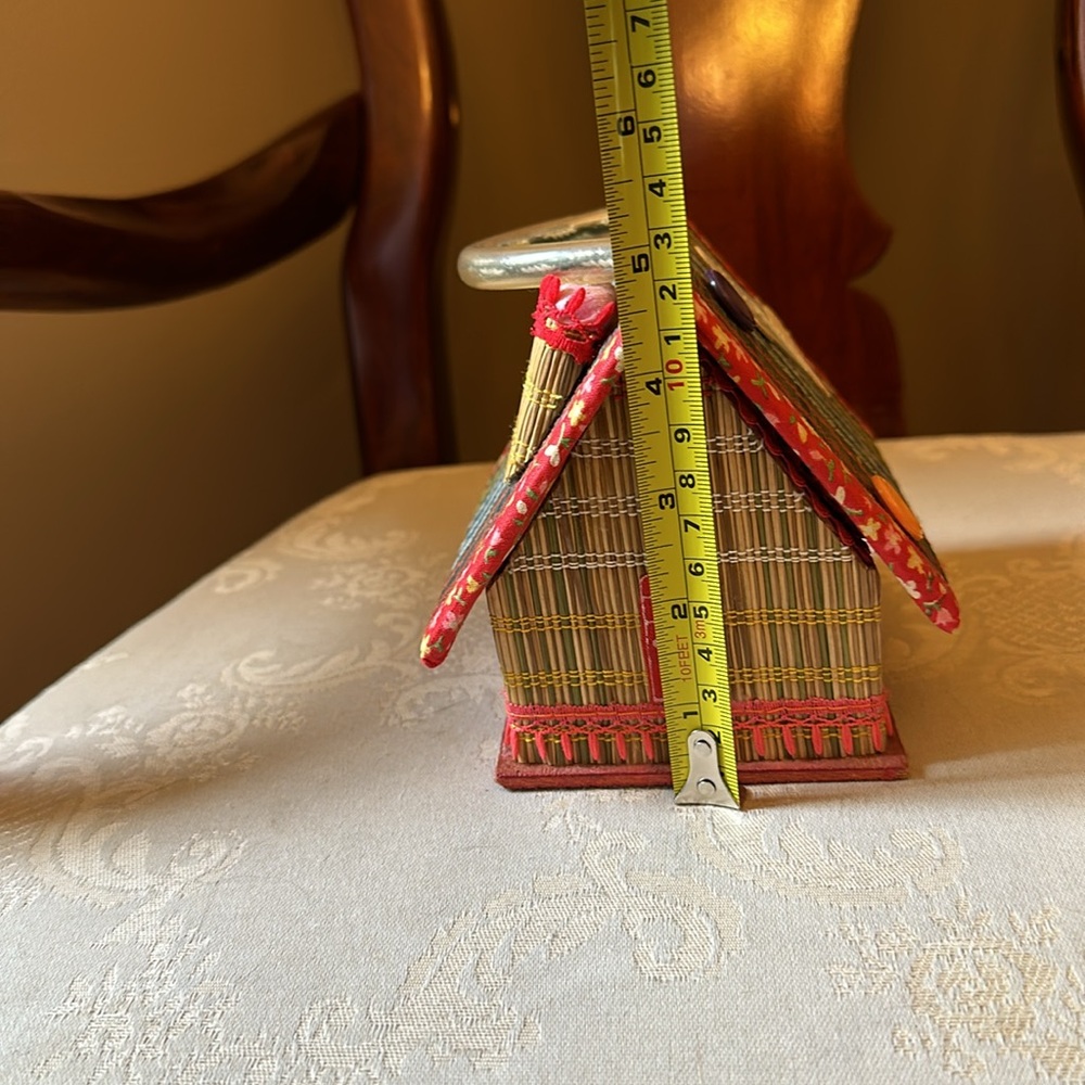 Vintage 1950s Straw Work sewing box from Japan in EUC - Picture 11 of 12